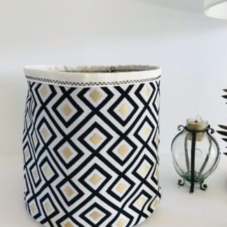 Cache pot tissu Graphique noir et doré