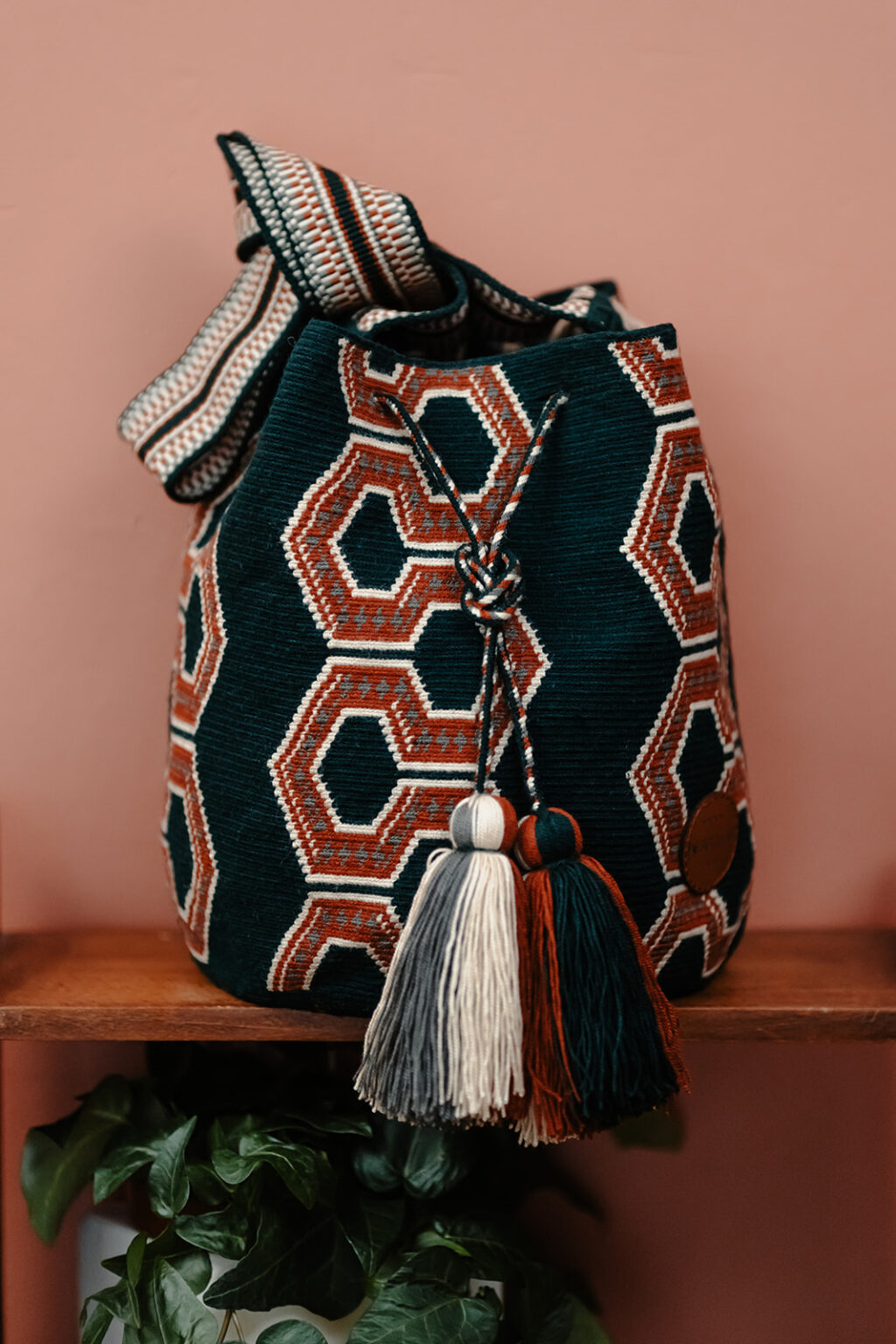 Sac Wayuu moyen, crocheté à la main, accessoire unisexe multicolore - France